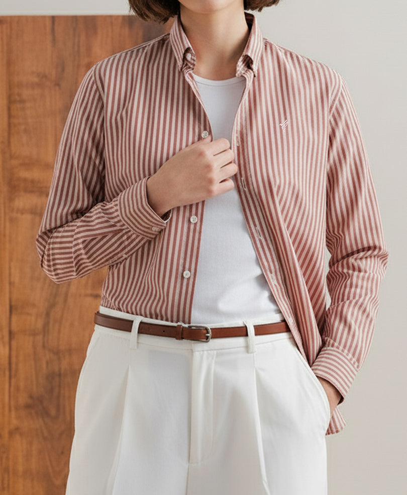 Ivory & Rust Stripe Shirt (Women)