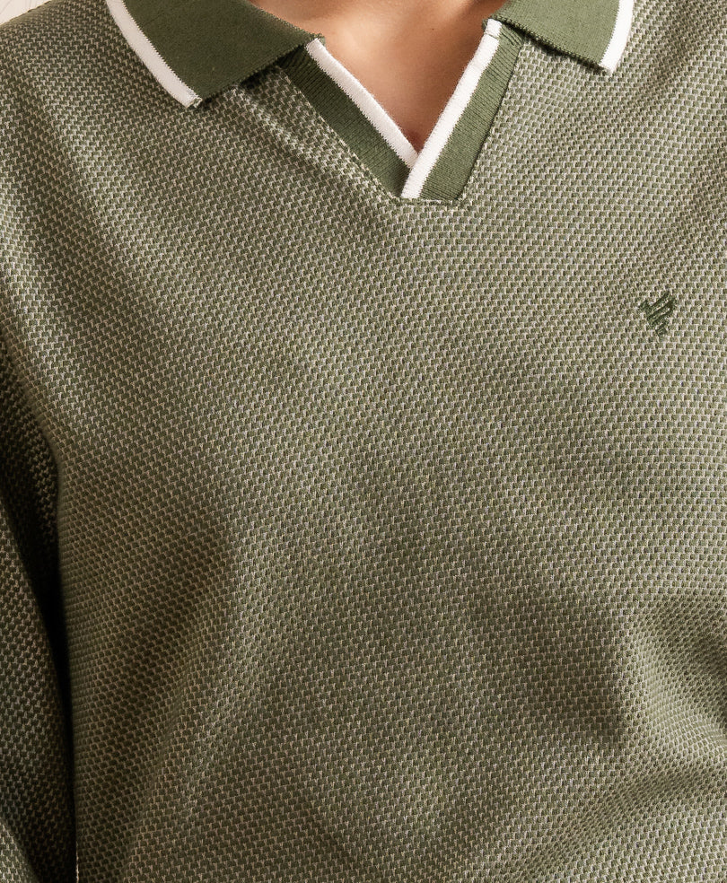 Sea Green Popcorn Knit Polo