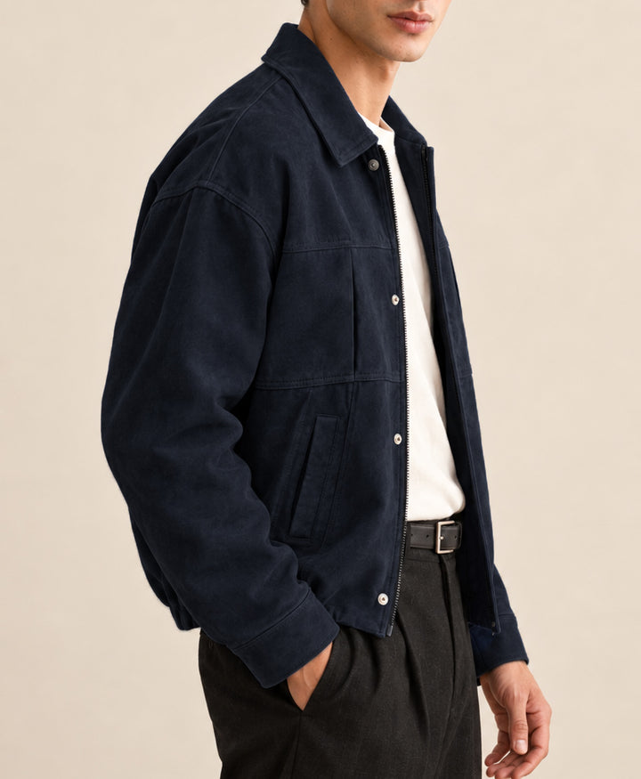 Navy Hudson Suede Jacket