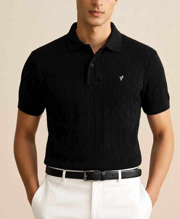 Black Cable Knit POLO