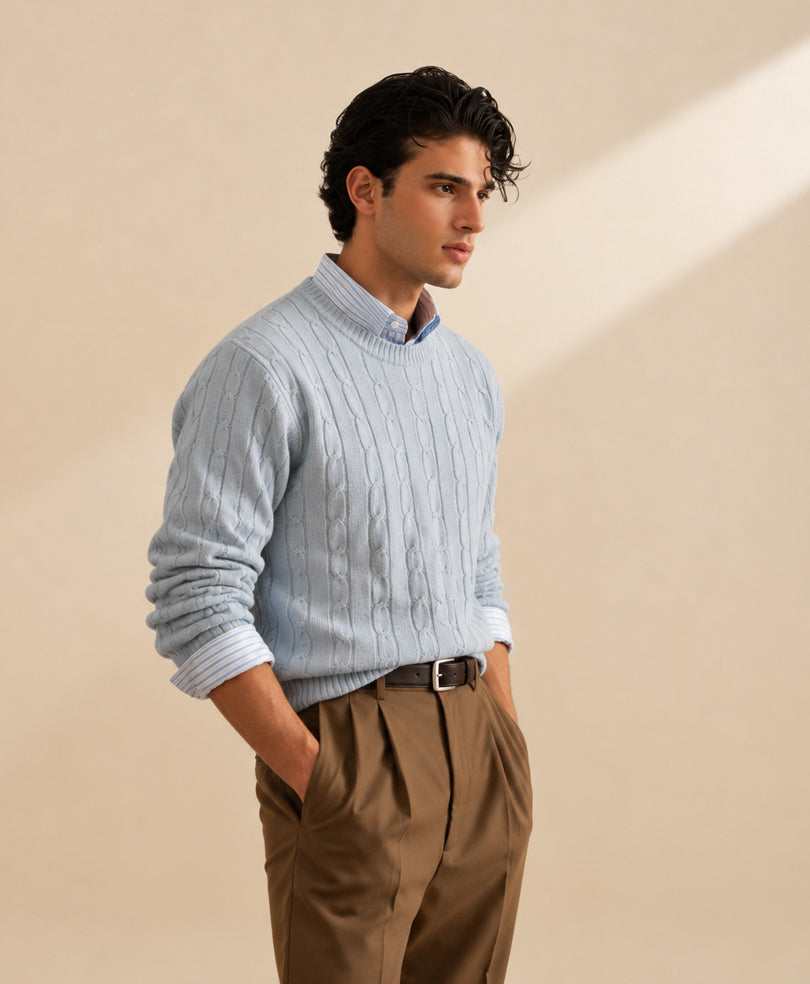 Sky Blue Cable knit Sweater