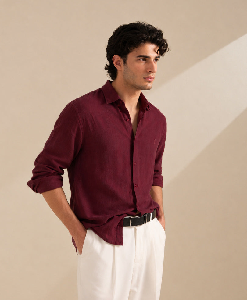 Maroon Textured Shirt