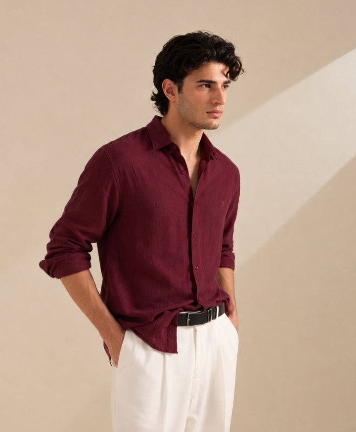 Maroon Textured Shirt