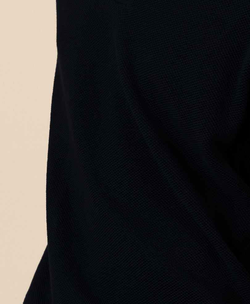 Black Mesh knit Zip POLO