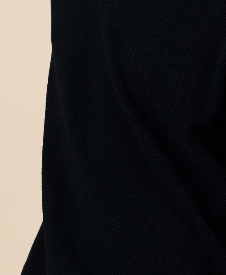 Black Mesh knit Zip POLO