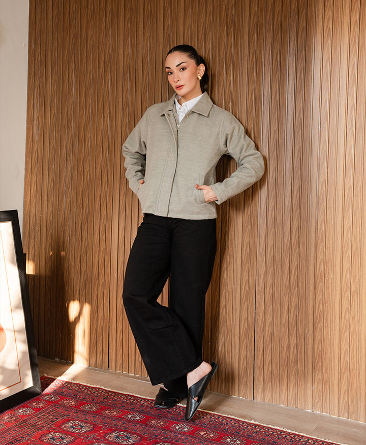 Grey Wool Frame Jacket (Women)