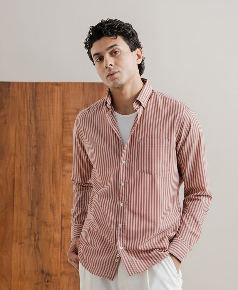 Rust Stripe Pocket Shirt