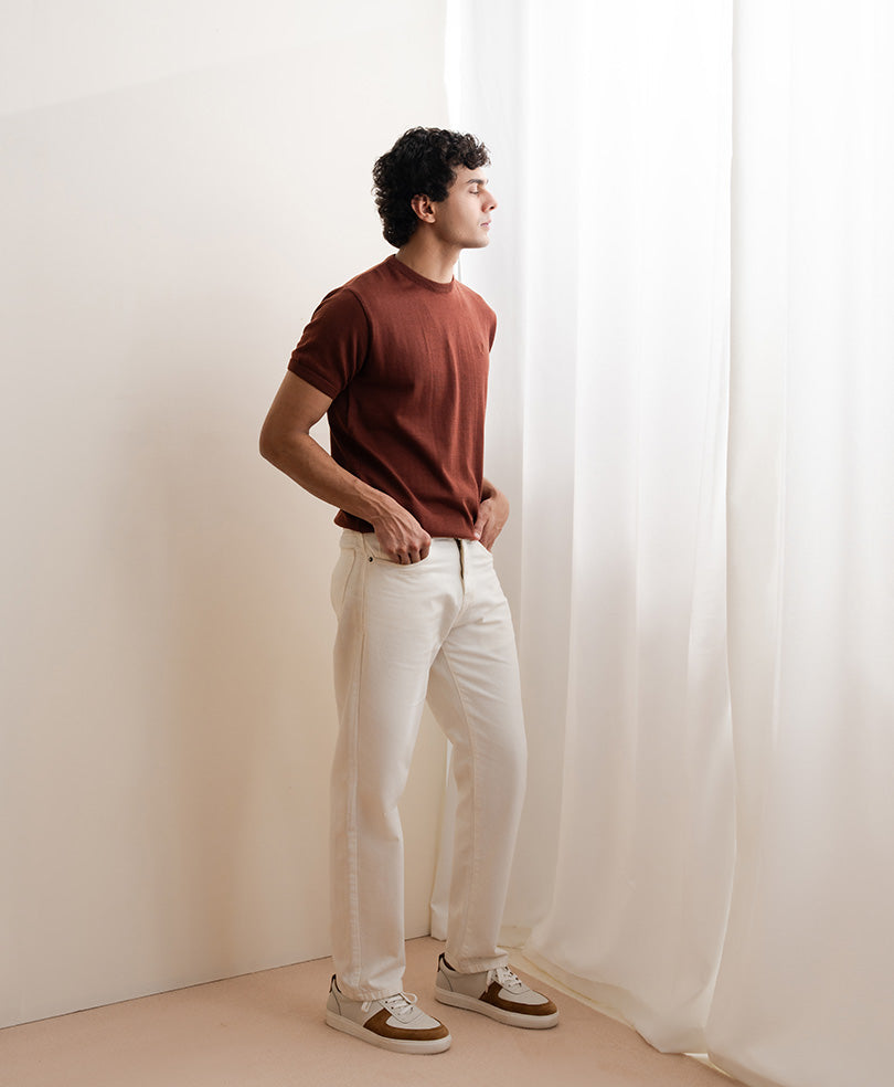 Rustic Maroon Knitted Crew