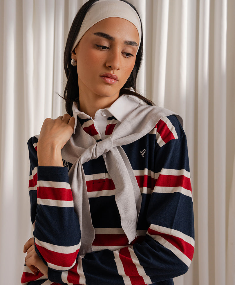Navy Monaco Stripe Rugby (Women)