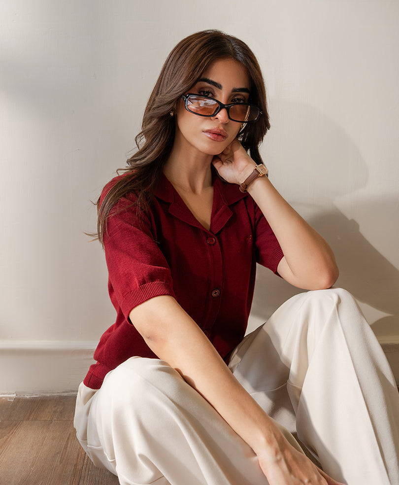 Maroon Lune Cardigan (Women)