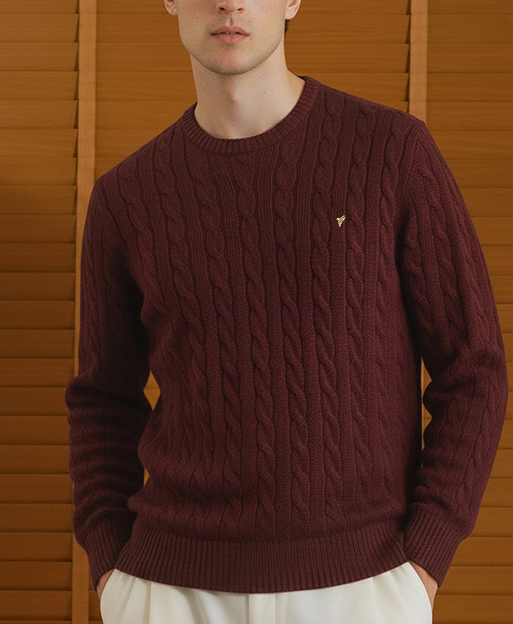 Maroon Cable Knit Sweater