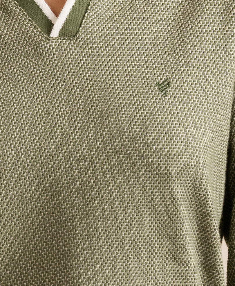 Sea Green Popcorn Knit Polo