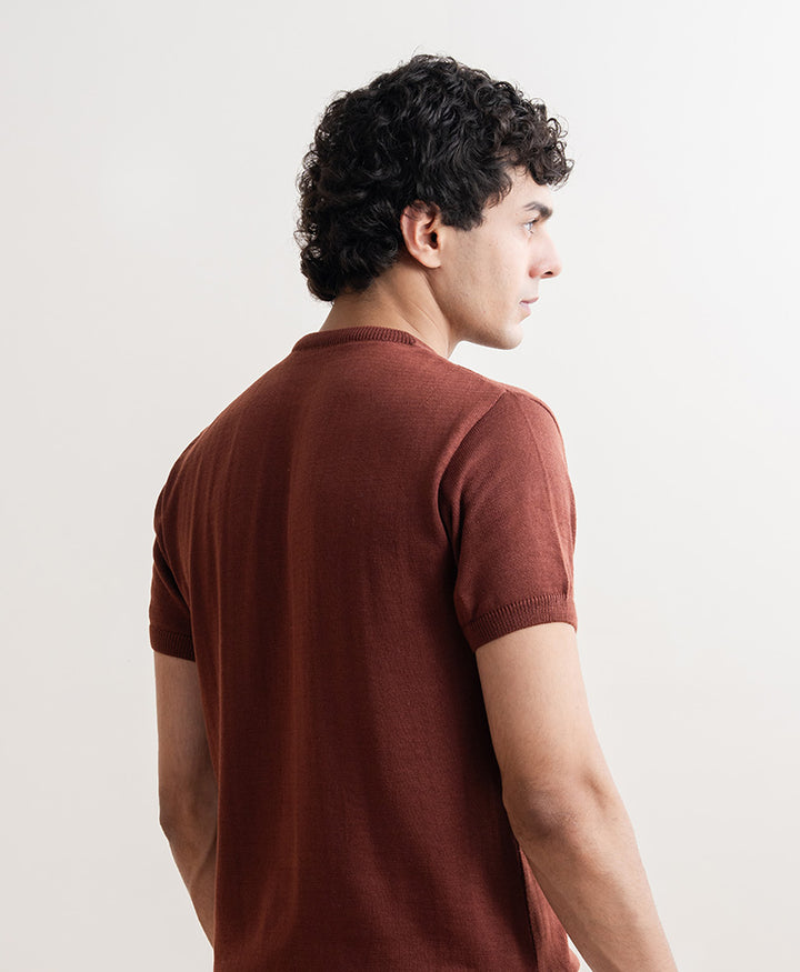 Rustic Maroon Knitted Crew