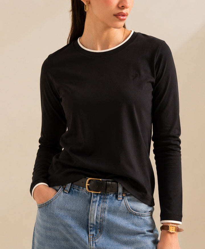 Black Contrast Crew (Women)