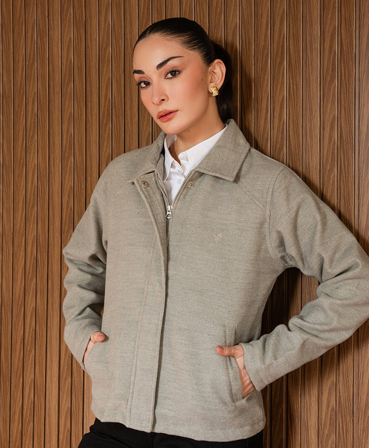 Grey Wool Frame Jacket (Women)