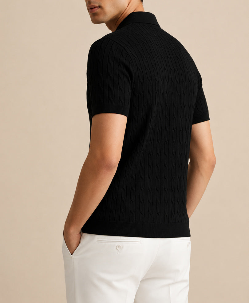 Black Cable Knit POLO
