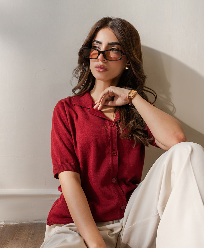 Maroon Lune Cardigan (Women)