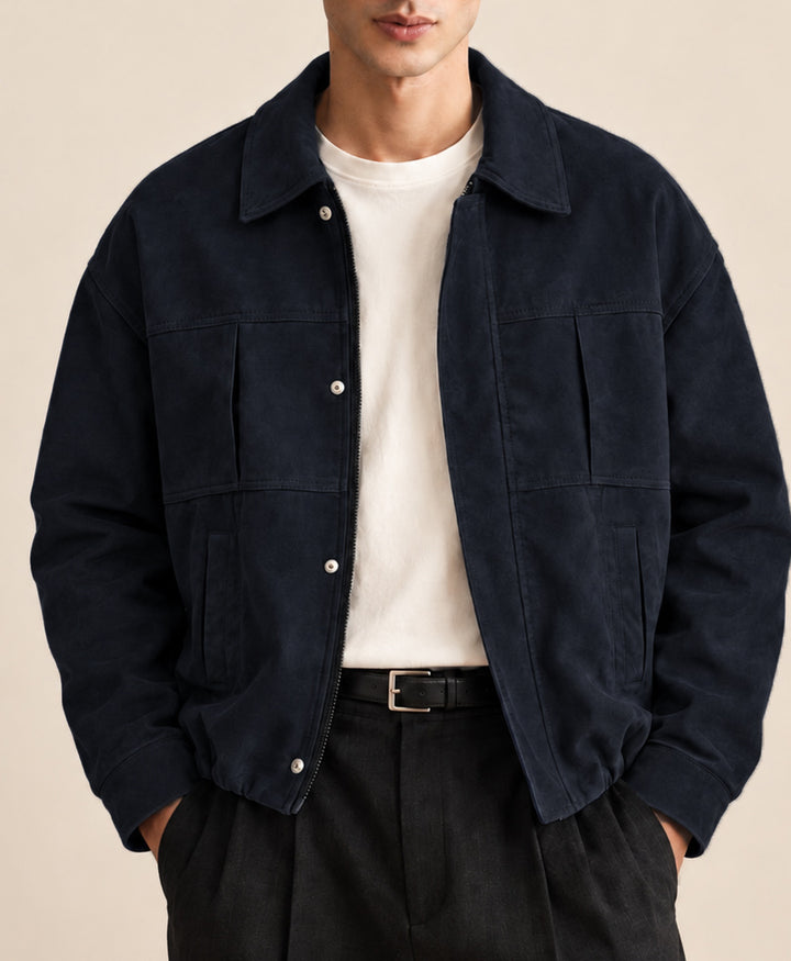Navy Hudson Suede Jacket