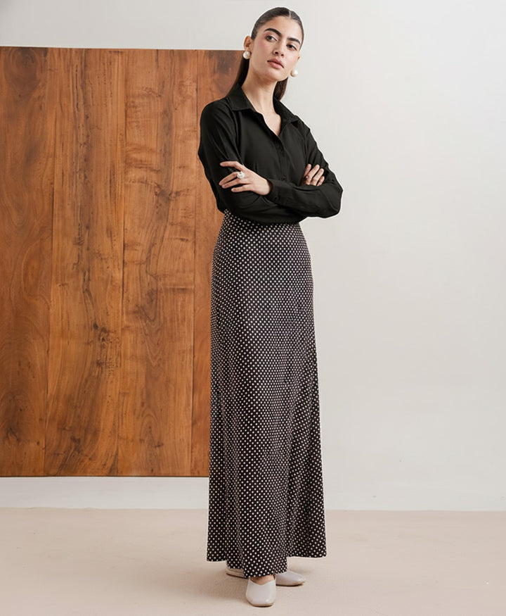 Black Polka Dot Skirt Women)