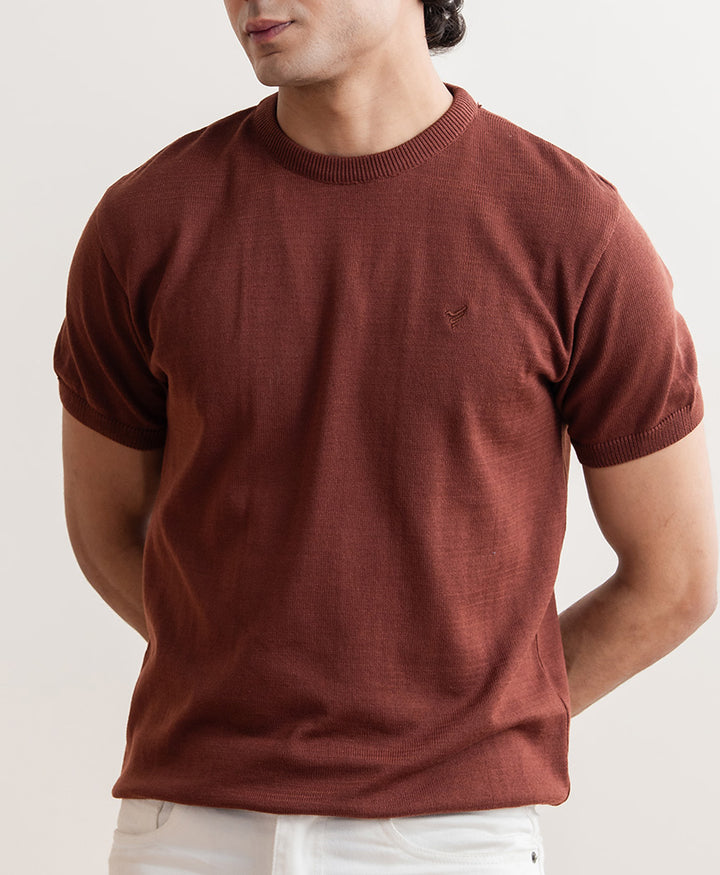 Rustic Maroon Knitted Crew