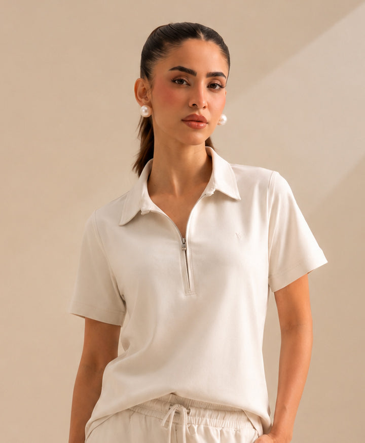 Day Ease Beige Zip POLO(Women)
