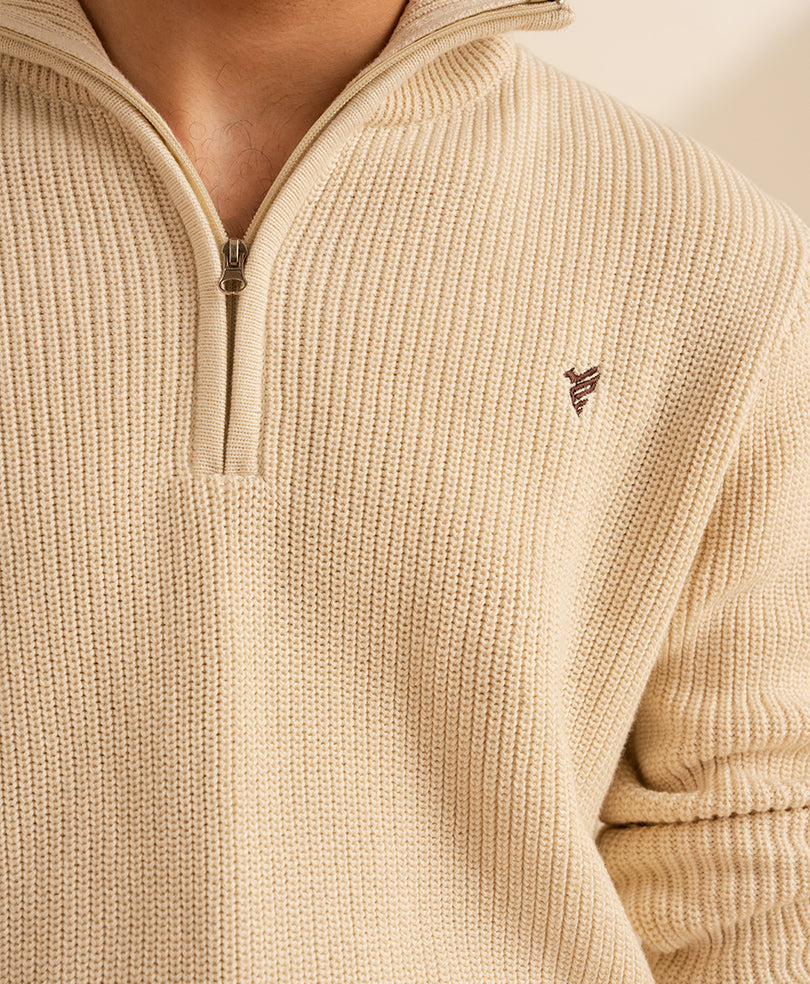 Tofu Mock Zipper Sweater