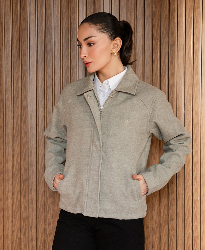 Grey Wool Frame Jacket (Women)