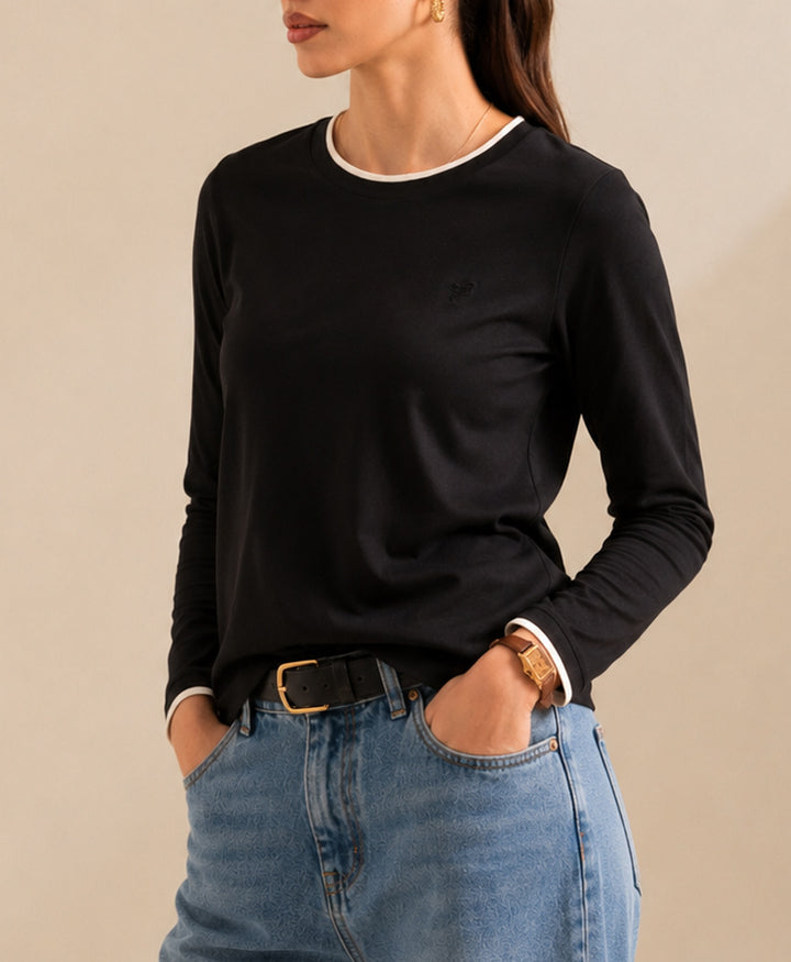 Black Contrast Crew (Women)