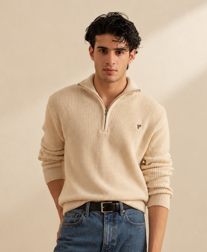 Tofu Mock Zipper Sweater
