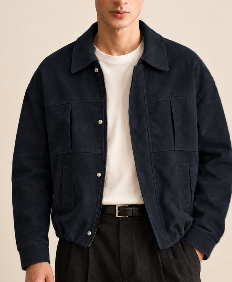 Navy Hudson Suede Jacket
