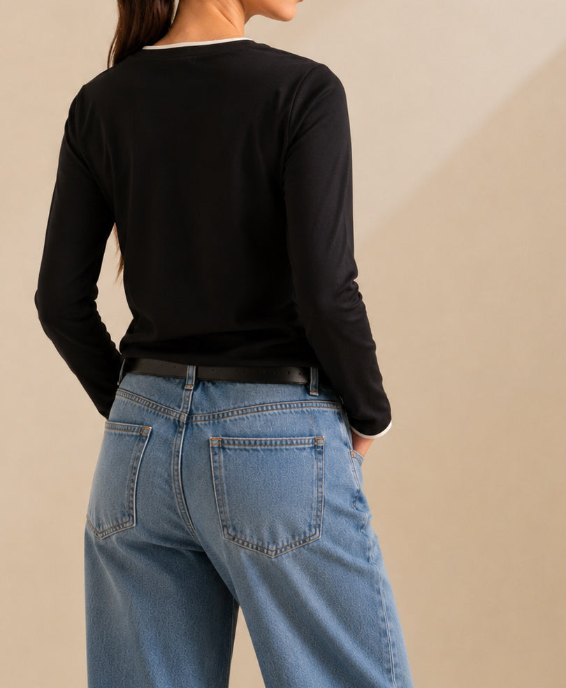 Black Contrast Crew (Women)