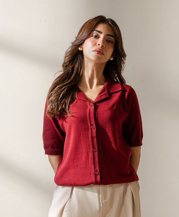 Maroon Lune Cardigan (Women)