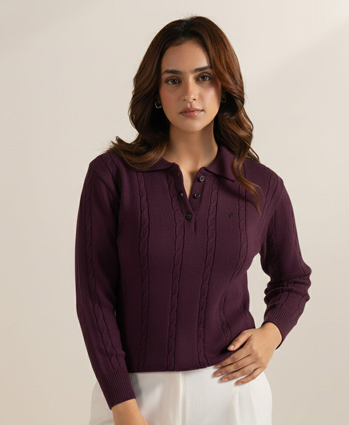DK Purple Polo Cable Knit Sweater (Women)