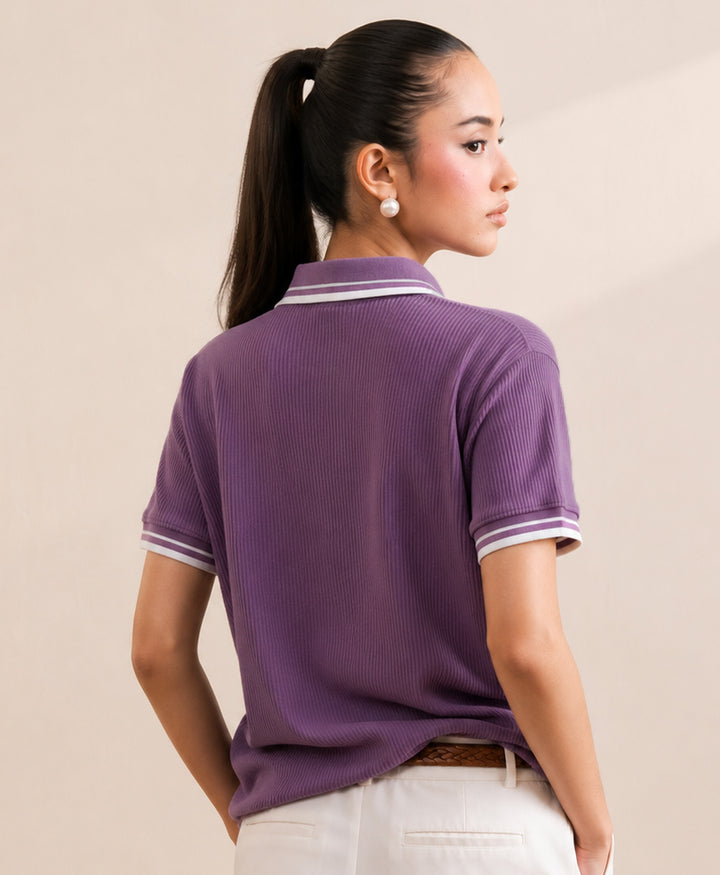 Vintage Voilet Waffle Knit Polo (Women)