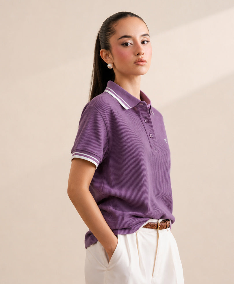 Vintage Voilet Waffle Knit Polo (Women)