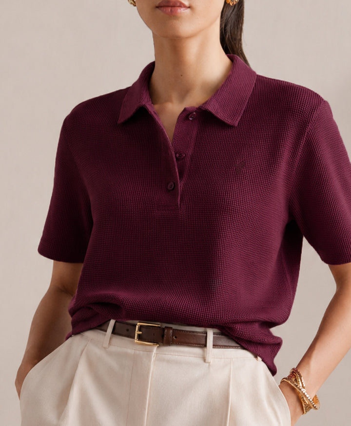 Burgundy Waffle Knit POLO (Women)
