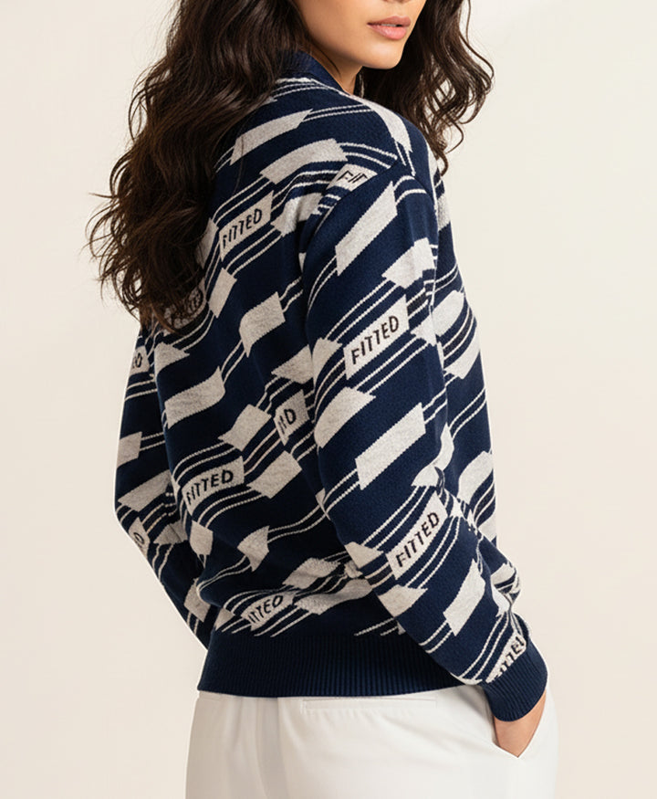 Navy Retro Knitted POLO (Women)