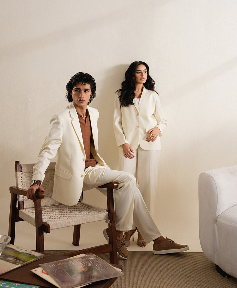 OFF White Pleated Dress Pants OFF White Pleated Dress Pants