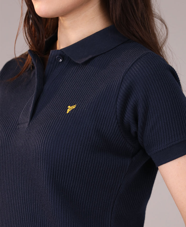 Navy Waffle POLO (Women)