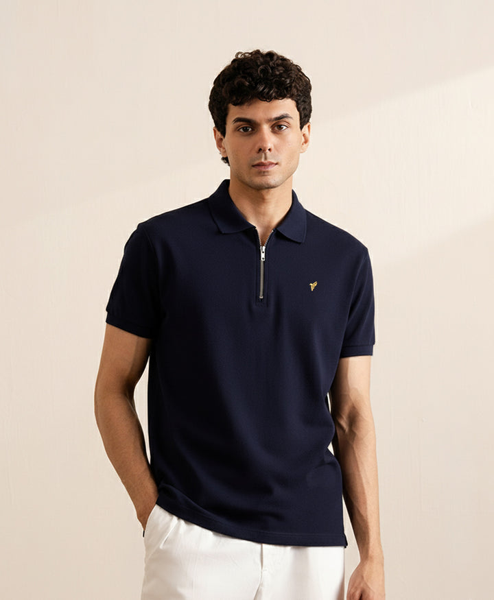 NAVY ZIP POLO