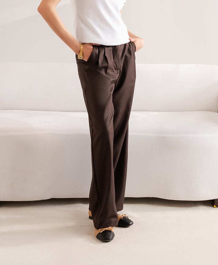 Brown Formal Wide Leg Pants (Women)