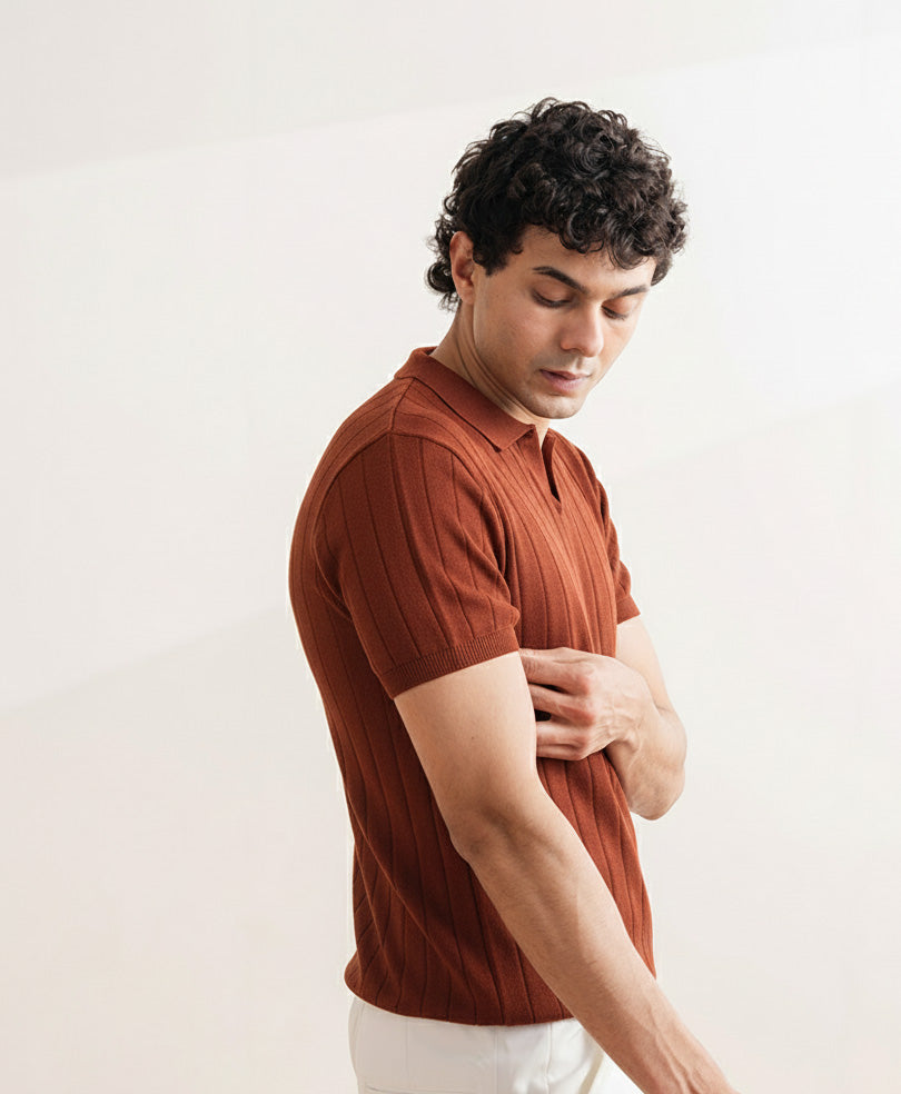 DK Rust Knitted POLO