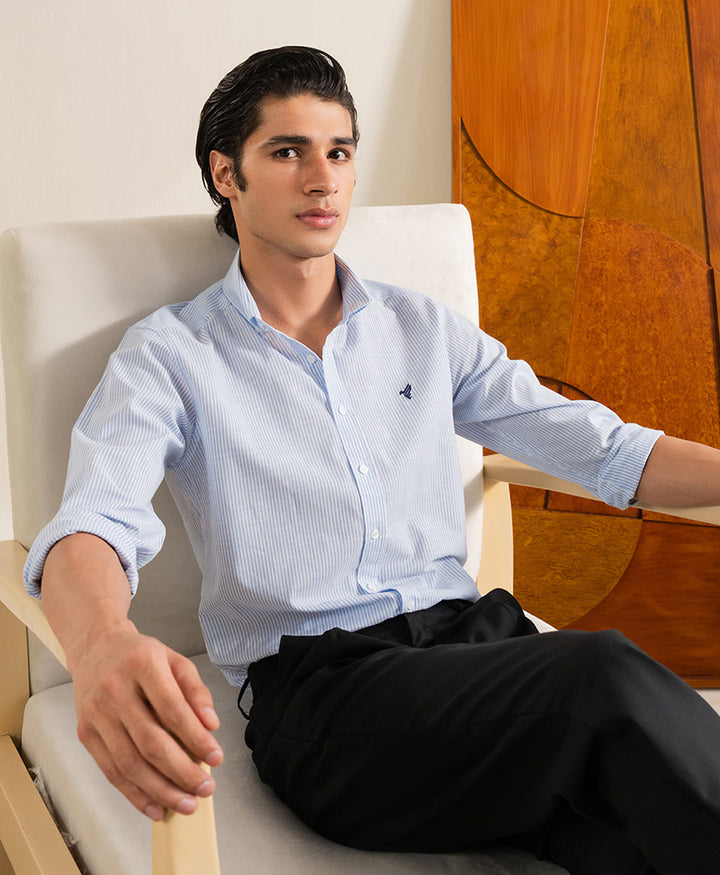 Blue & White Fine Stripe Shirt (Slim / Modern Fit)