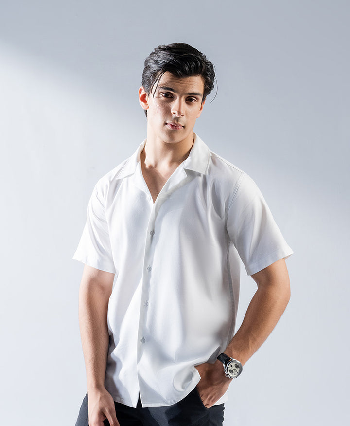 White Cuban Collar Shirt