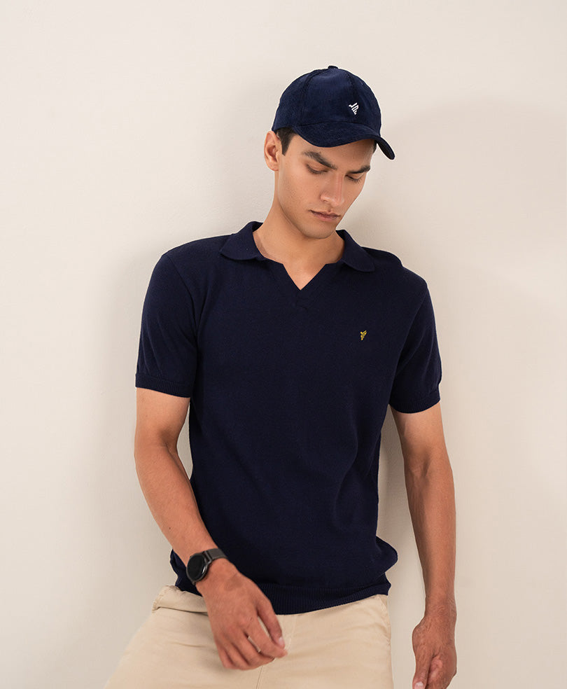 Navy Knitted POLO