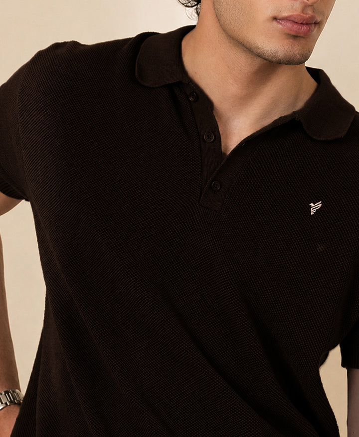 Dk Brown Mesh knitted POLO