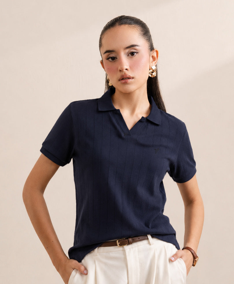 Navy Drop Needle POLO (Women)
