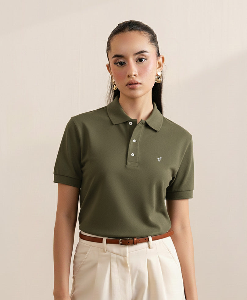 Dk Olive Basic POLO (Women)