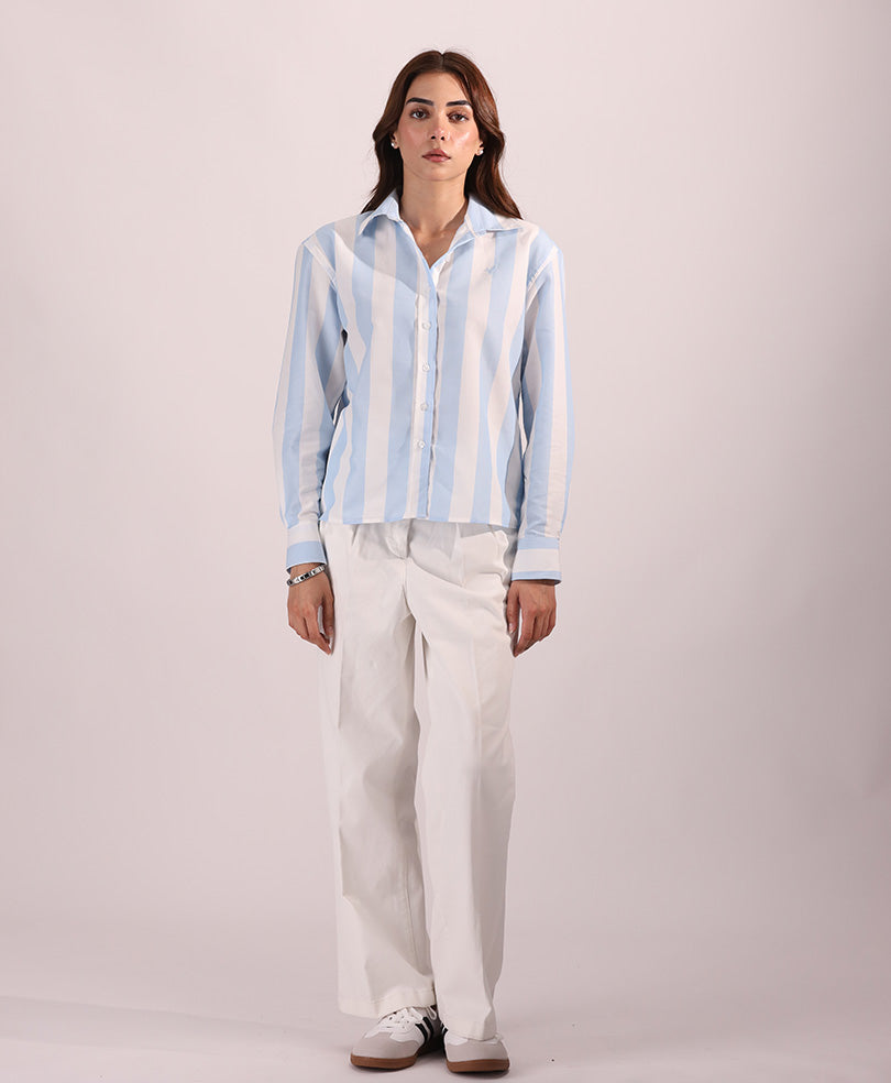 Blue Bold Striped Shirt (Women)