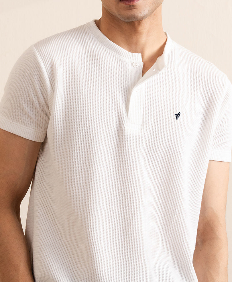 White Waffle Henley